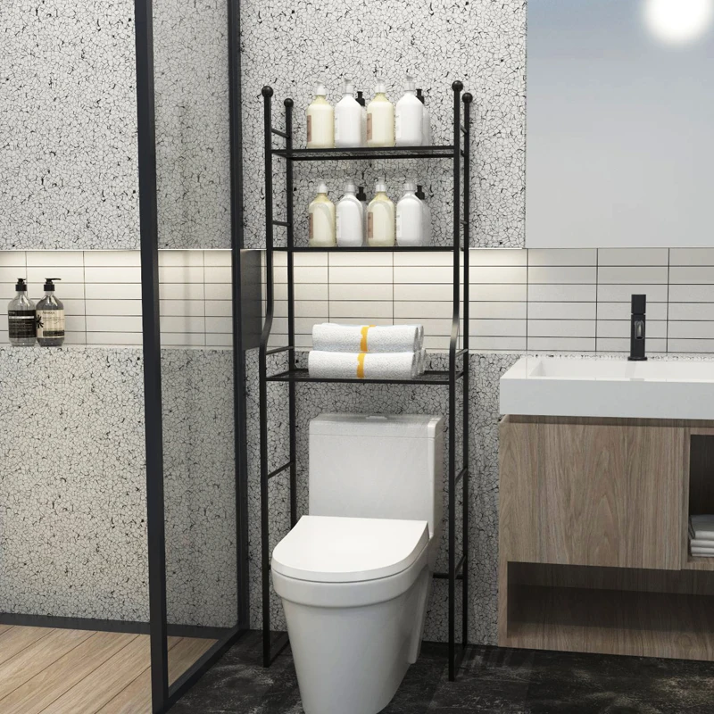 Simple modern toilet rack bathroom floor washing machine toilet storage rack Nordic bathroom upper shelf