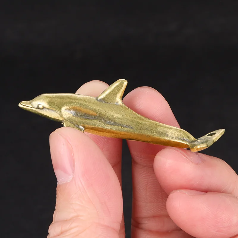 

Little Fairy/ Retro Pure Copper Dolphin Desktop Ornament Metal Animal Mini Statue Home Garden Decoration Gifts Miniature Model