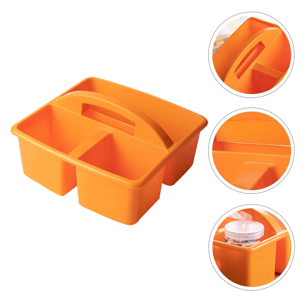 

1Pcs Multi Compartments Painting Tool Storage Basket Orange Plastic Container Portable Pen Holder Drawing Art Organizer Plastic