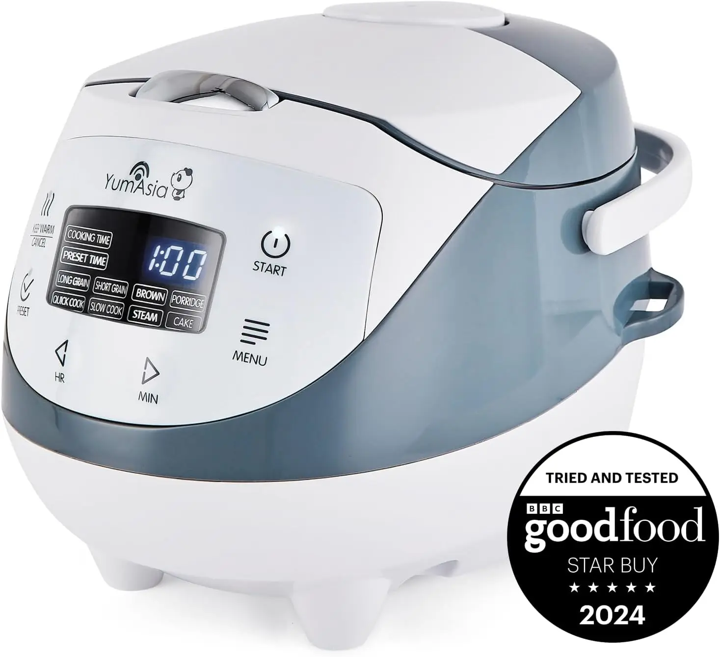 

Panda Mini Rice Cooker with Ninja Ceramic Bowl, 3.5 Cup, 4 Cooking Functions, Digital LED Display, 120V