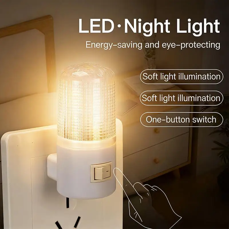 1PC LED Night Light EU/US Plug Emergency Light Living Room Bedroom Light Wall Mounted Home Bedside Lamp Kid Baby