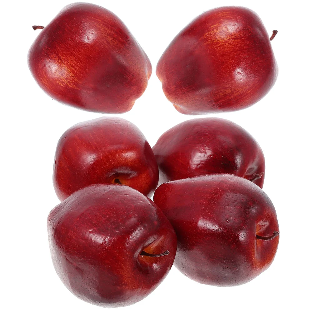 6 Pcs Realistic Fake Apples Lemons Simulation Red Snake Fruit Model Toys Christmas Child Tots