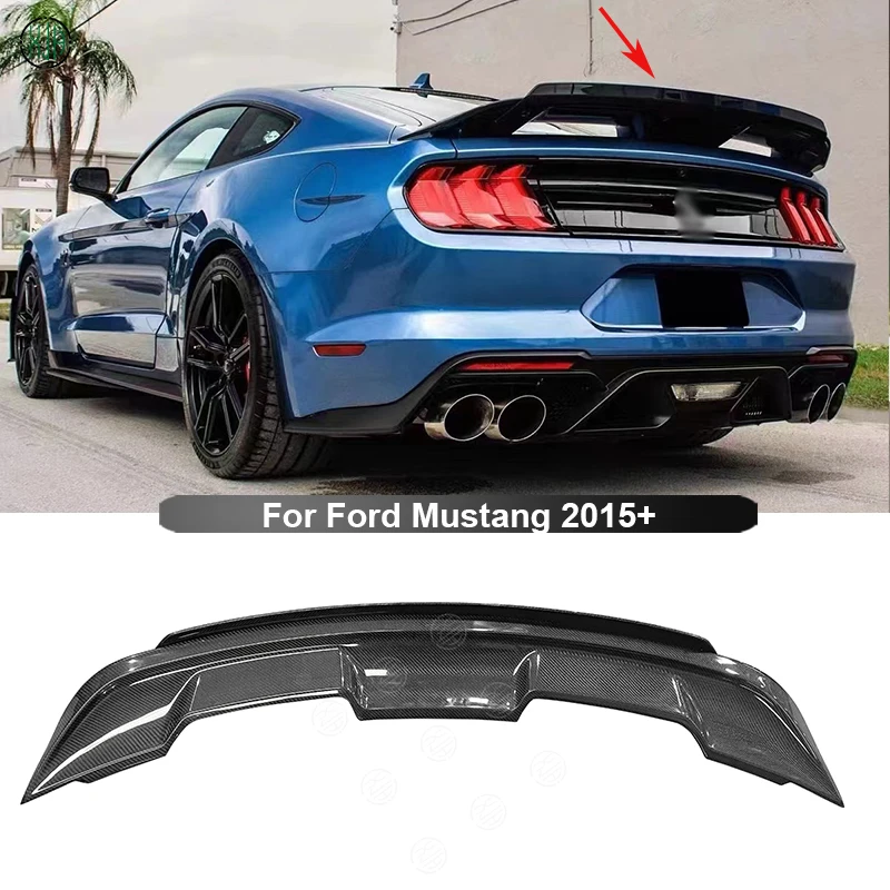 

Стильный спойлер из углеродного волокна для заднего багажника Ford Mustang 2015-2021 GT500, детали для заднего крыла, автомобильные аксессуары