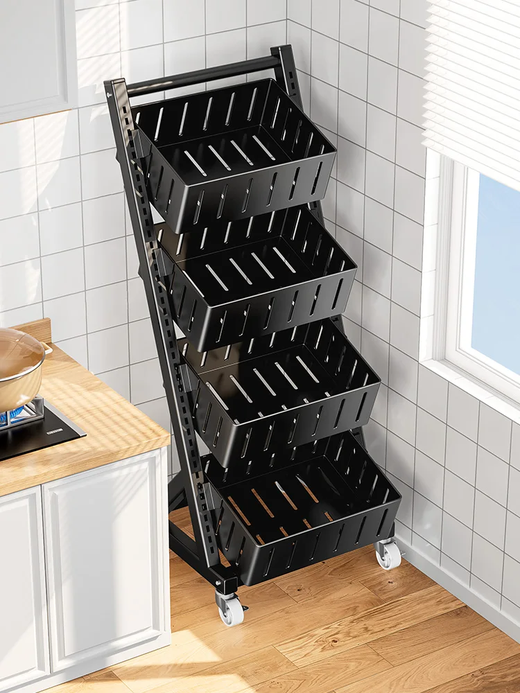 

Snack rack, living room storage rack, floor-to-ceiling multi-layer vegetable basket, kitchen multi-functional fruit