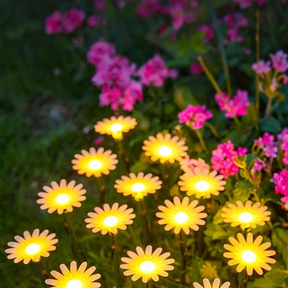 Solar Powered Daisy Mushroom Garden Lights Outdoor Waterproof LED String Lamp For Lawn Pathway Patio Yard Landscape Decor