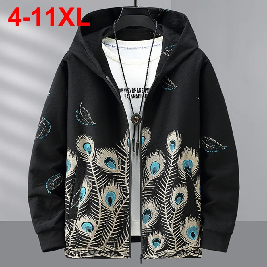 

Мужские толстовки с рисунком Phenix, большие размеры 10XL 11XL, толстовки с капюшоном, куртки, весенне-осенние свободные черные толстовки с капюшоном, мужские