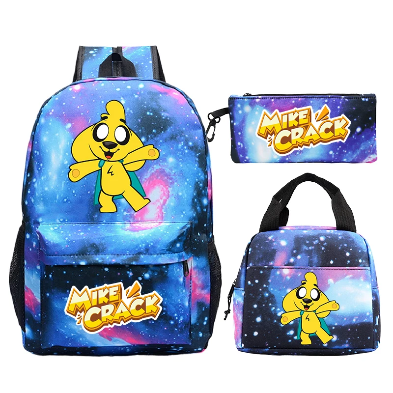 

Рюкзак Compadretes Mikecrack с сумкой для обеда, комплект из 3 предметов, школьный рюкзак для мальчиков и девочек, студенческий рюкзак для путешествий на открытом воздухе, детский рюкзак Mochilas