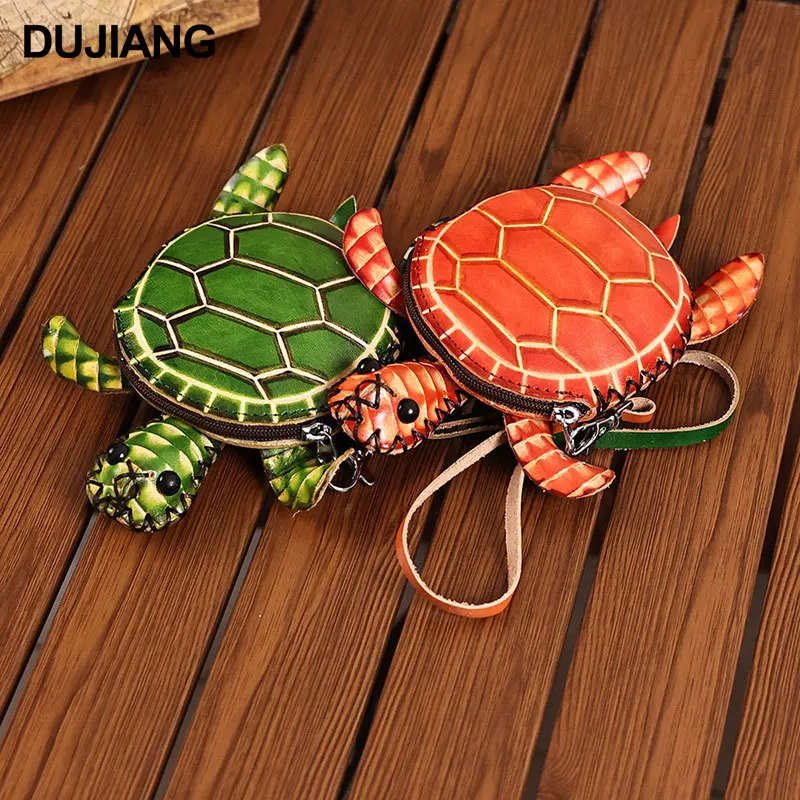 

Креативный детский кошелек для монет из натуральной кожи, маленький кошелек с милой черепахой, маленькая подвесная сумка из натуральной кожи
