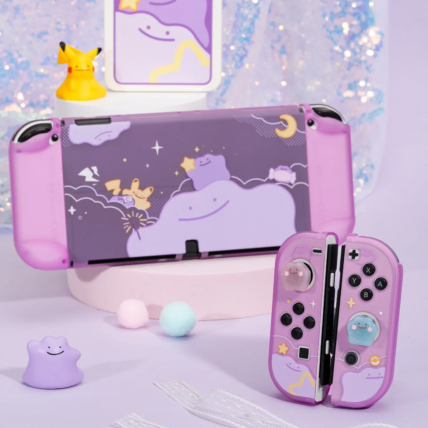 

Pokemon Ditto Switch Case for Nintendo Switch OLED NS Joy-Con Hosts Card Box Base Shell Non-slip Soft Shell Protective Cover