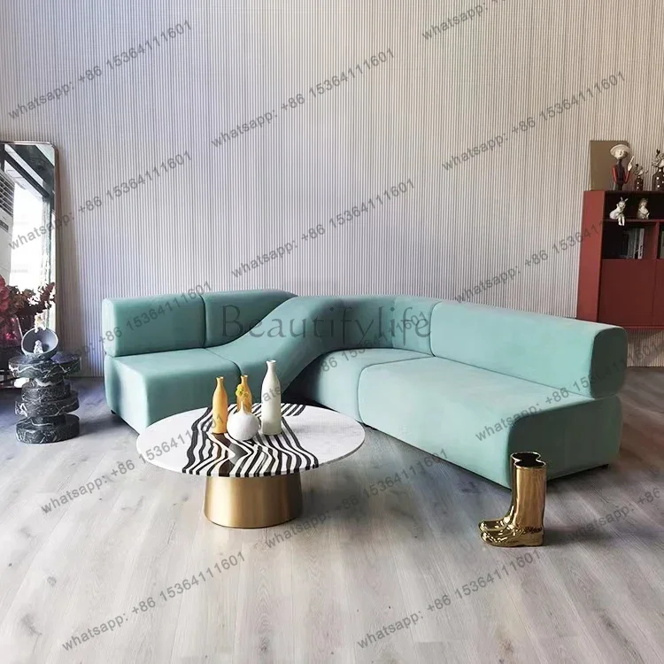 Designer Special-shaped Creative Office Leisure Corner Against the Wall Corner Long Irregular Twist Shape  Store Sofa