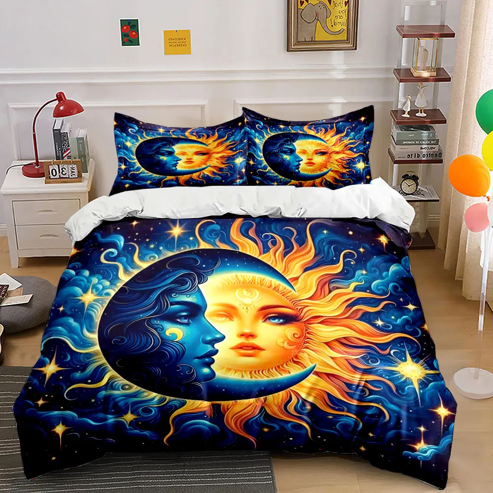 Mystical Fusion of Sun and Moon Print Bedding set 3PC 1 duvet cover 2 pillowcases adult and children bedding set Luxury