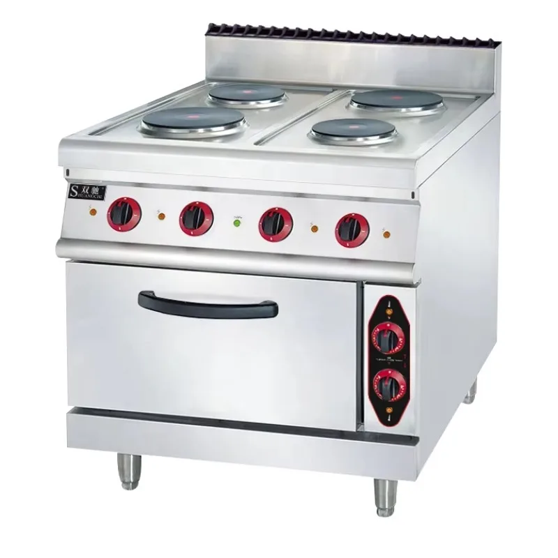

CE Approved Commercial 4 Heating Plate Electric Cooker Combination Oven and Stove with Coil Heating Element Built-in Ovens
