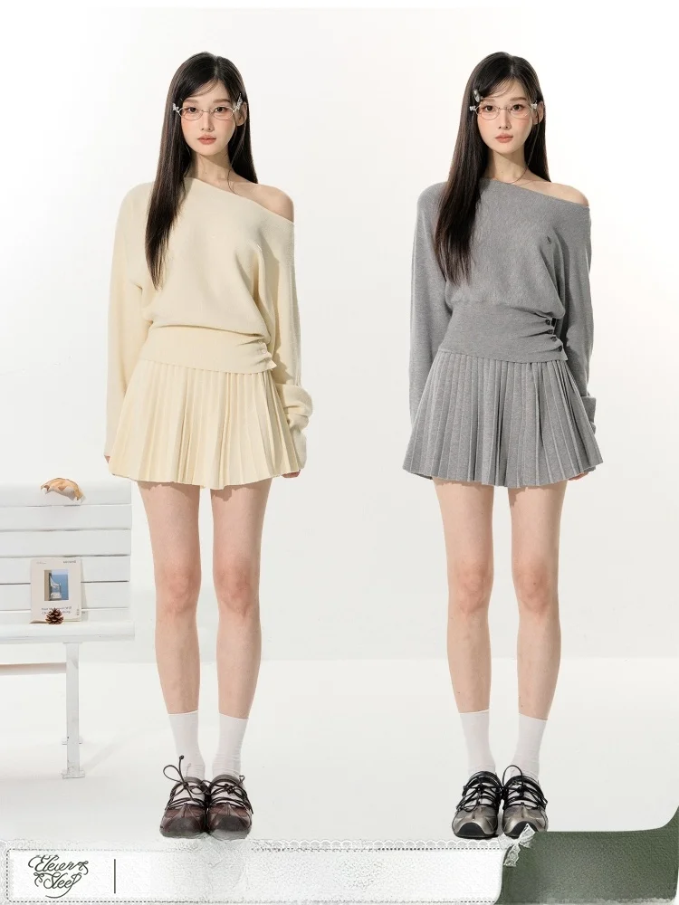 

ELEVEN SP Women's Knitted Long Sve One oulder Sweater Winter Loose Fit Comfortable Casual Sle Warm Soft Medium Polyest...