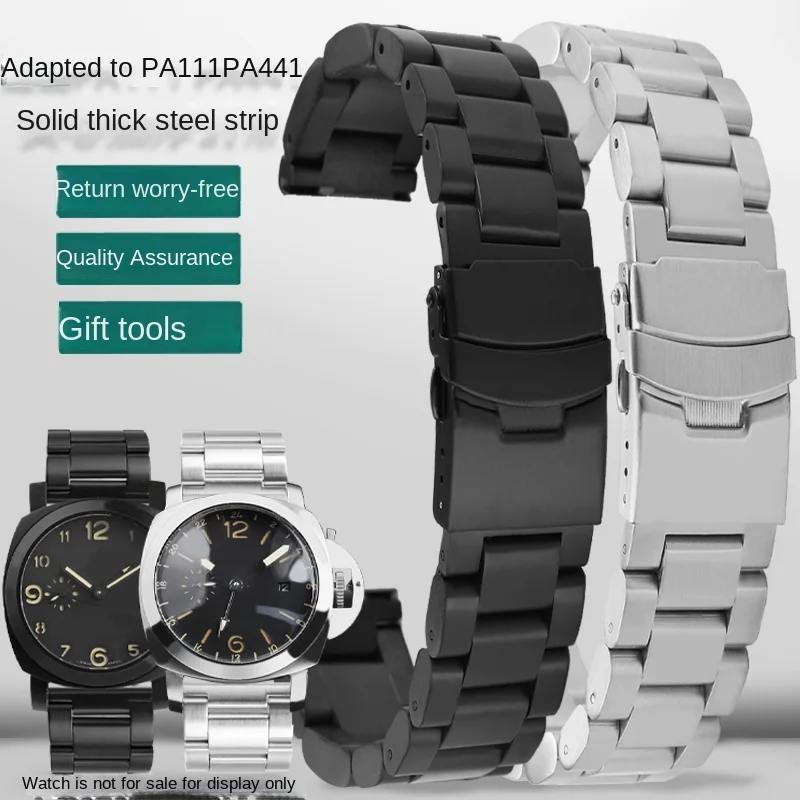 22mm 24mm 26mm Thickened Heavy Stainless Steel Strap Bracelet Men's For Panerai PA111 PA441 Solid Steel Band Replace Wrist Strap