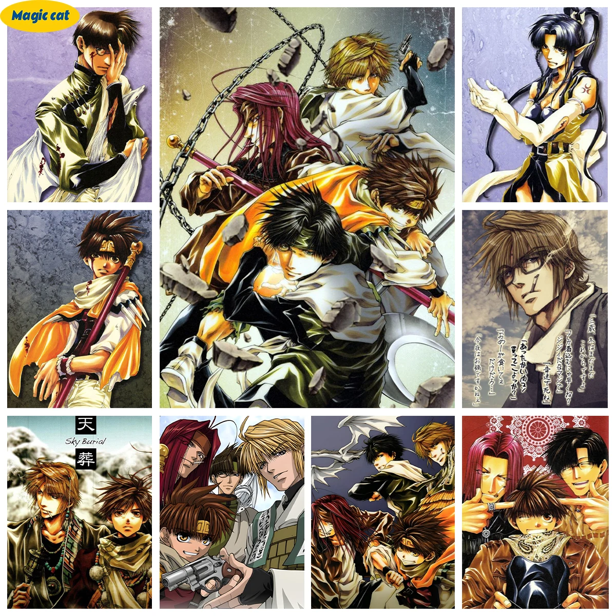 R-Reload Gunlock 5D Diamond Painting Saiyuki Son Goku Comics Hand Diamond Embroidery Cross Stitch Diy Wall Sticker Home Decor