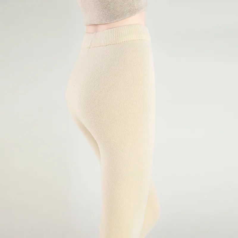 Women's Seamless Thermal Leggings Thickened Knit Pants Non Wool Warm Base Layer
