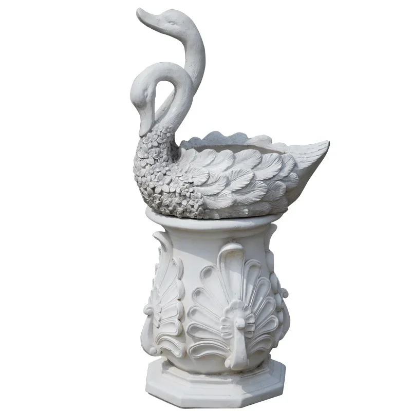 

Garden decoration swan flower pot landscaping animal viewing ornament Roman column garden villa entrance decoration