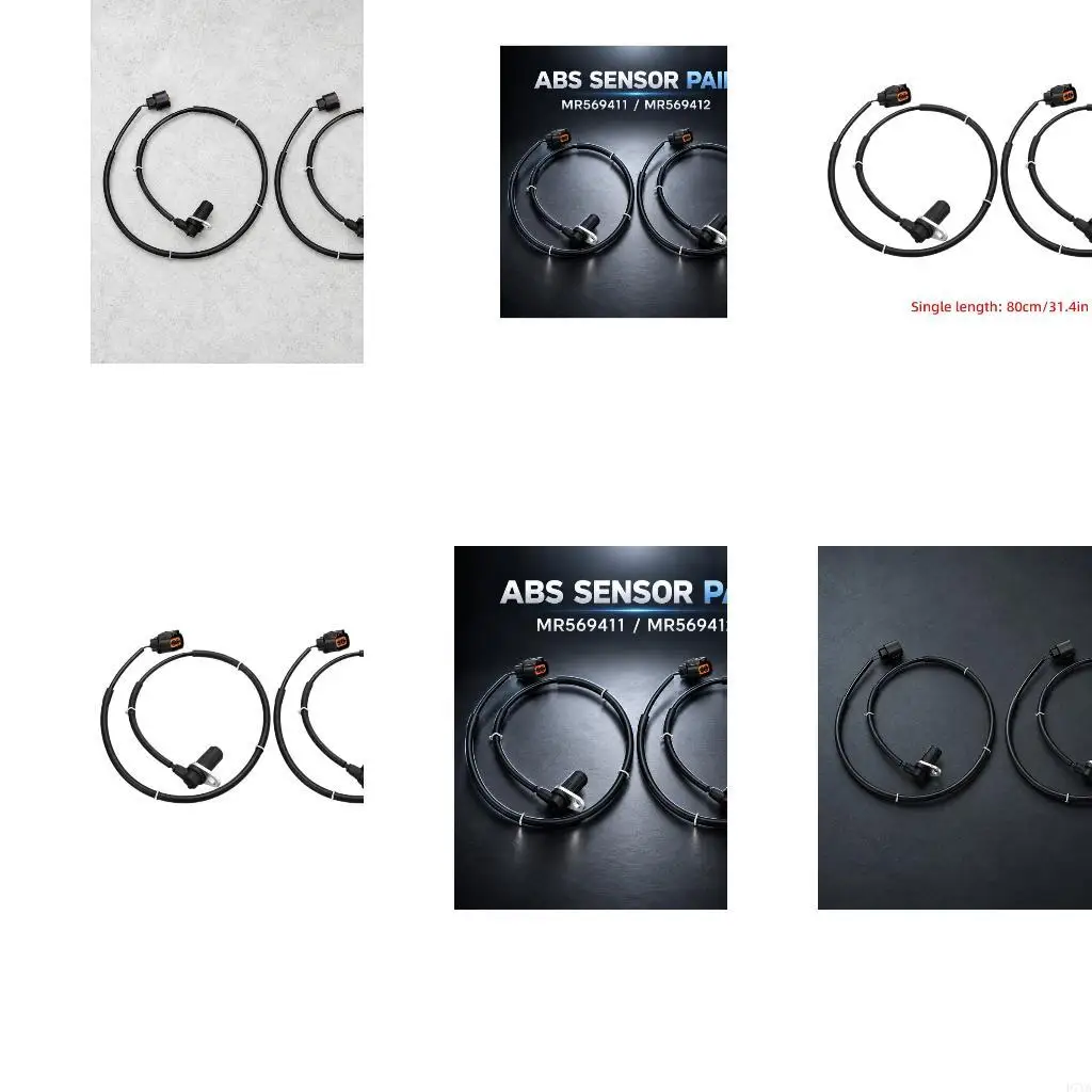 Left and Right Front Wheel Speed Sensors, 1 Pair with Molded Electrical Ends, Visible Attachment Points, and References D7YA