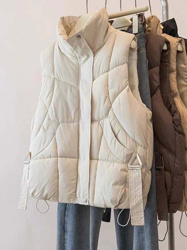 

Women's down Cotton Dstring oulder Vest Thiened Svel Faionable Outerwear Dreng in the Wind 2025 Winter New ...