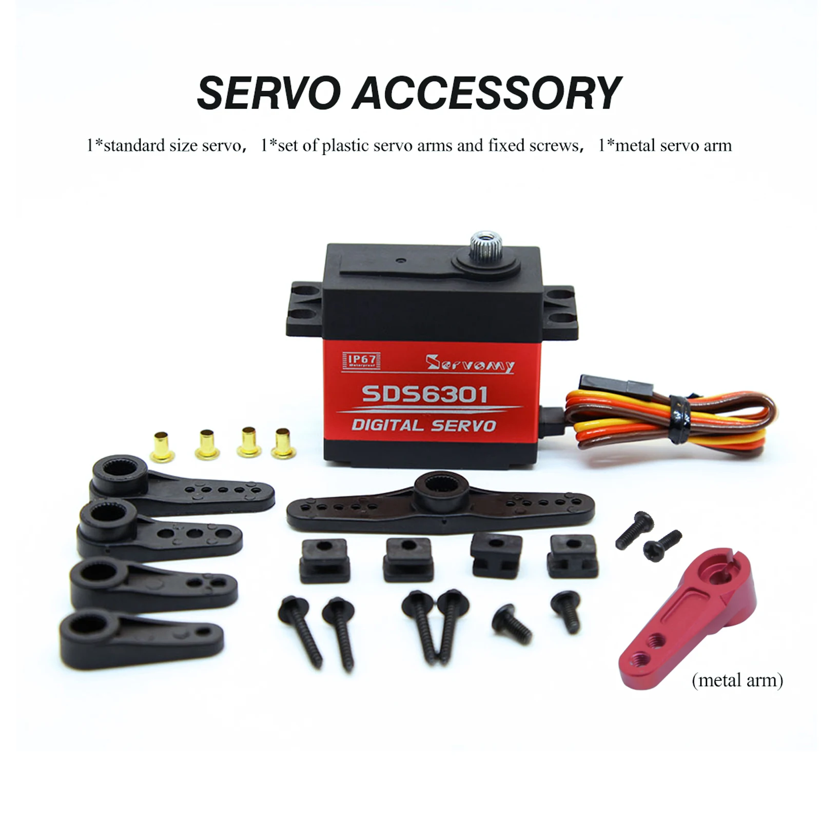 SERVOMY SDS6301 40KG 8.4V デジタルサーボ IP67 防水メタルギア＆アーム 180 °   MG996R RC カーロボット用 RC サーボモーター交換品