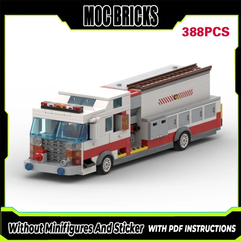 

Urban Rescue Vehicles Model MOC Building Bricks Ladder Fire Engine White Modular Technology Children Holiday Gifts Assemble Toys