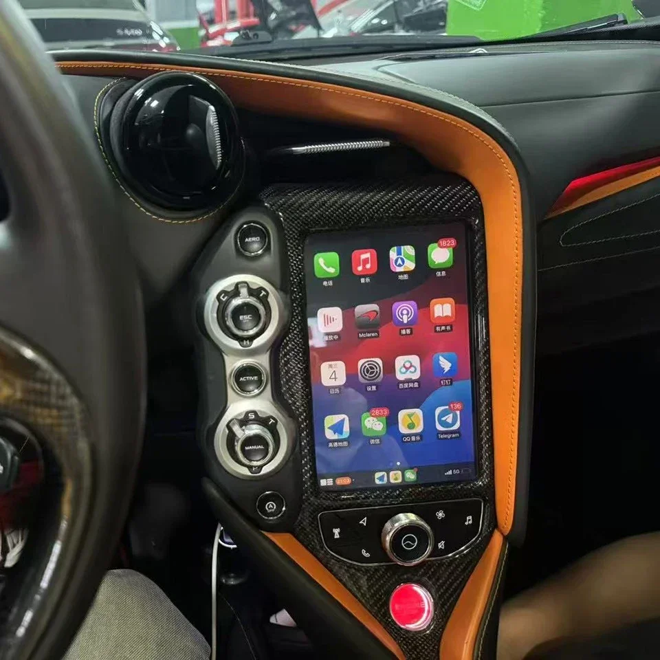 AZTON التوصيل والتشغيل OEM ترقية ستيريو السيارة CarPlay لـ McLaren 720s CarPlay Android Auto Wireless Kit