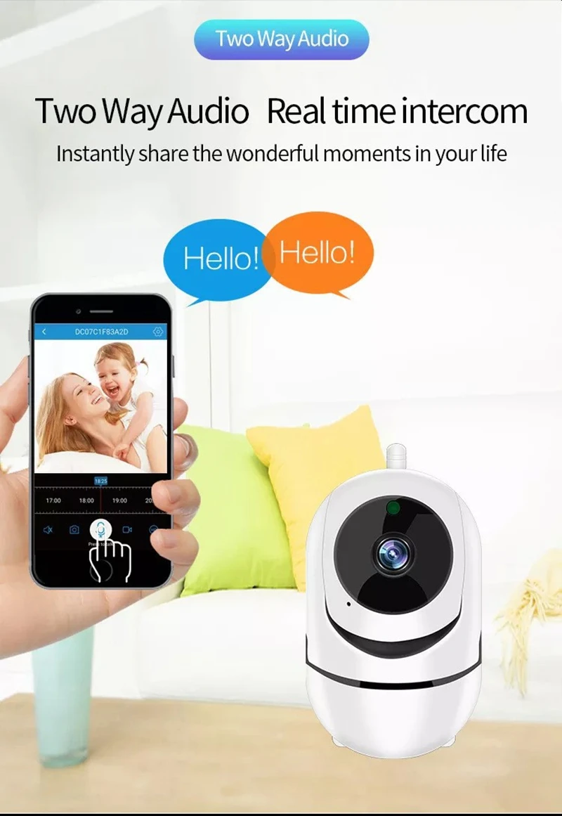 WLAN-Funk-Mini-Smart-Home-Überwachungskamera HD Infrarot-Nachtsicht Auto-Tracking-Funktion Sicherheitsüberwachungsgerät – Detail 12