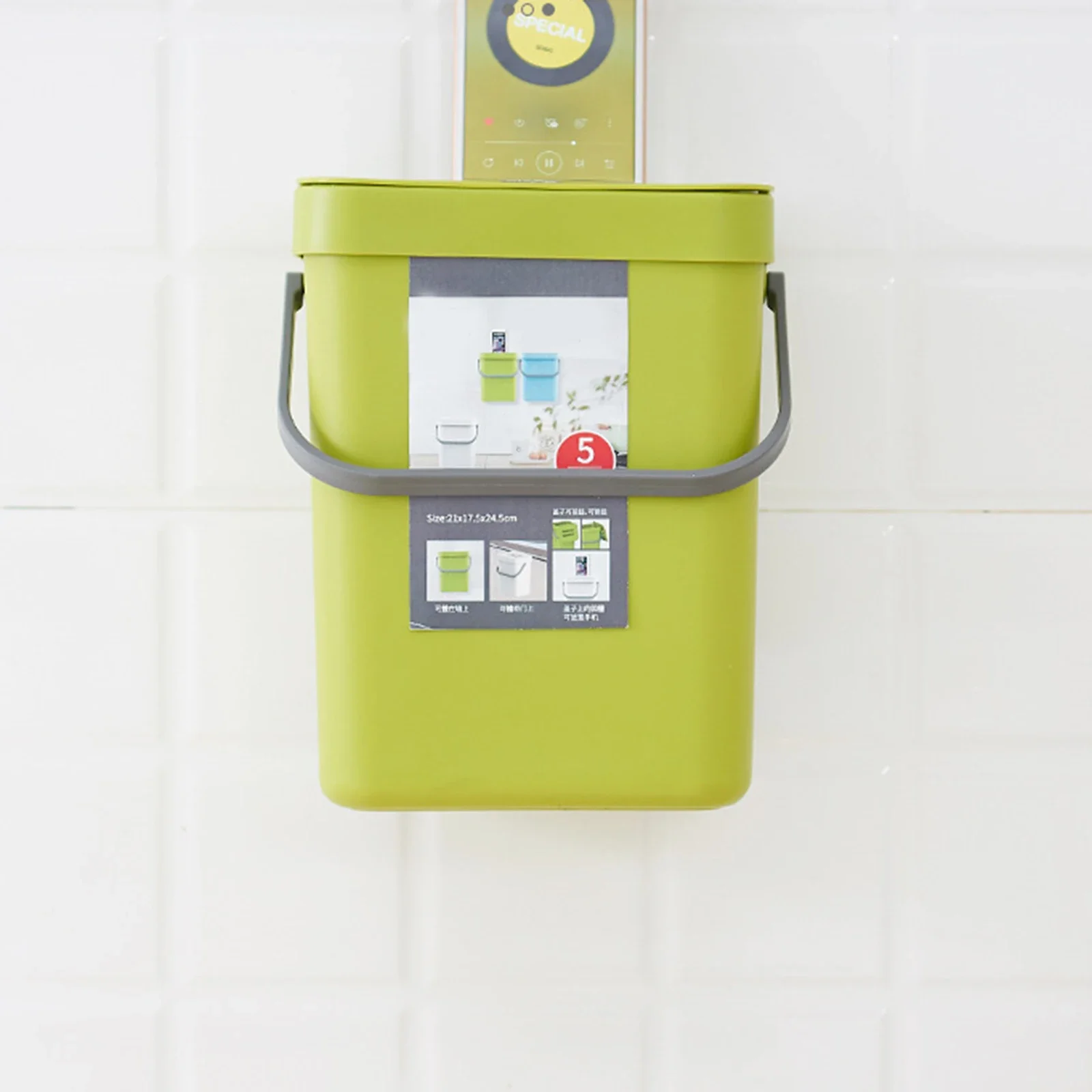 Wall Mounted Hanging Trash Bin for Home Kitchen Cabinet Door with Lid Kitchen Trashs Bin Garbage Cans Counter Bins Trash Can