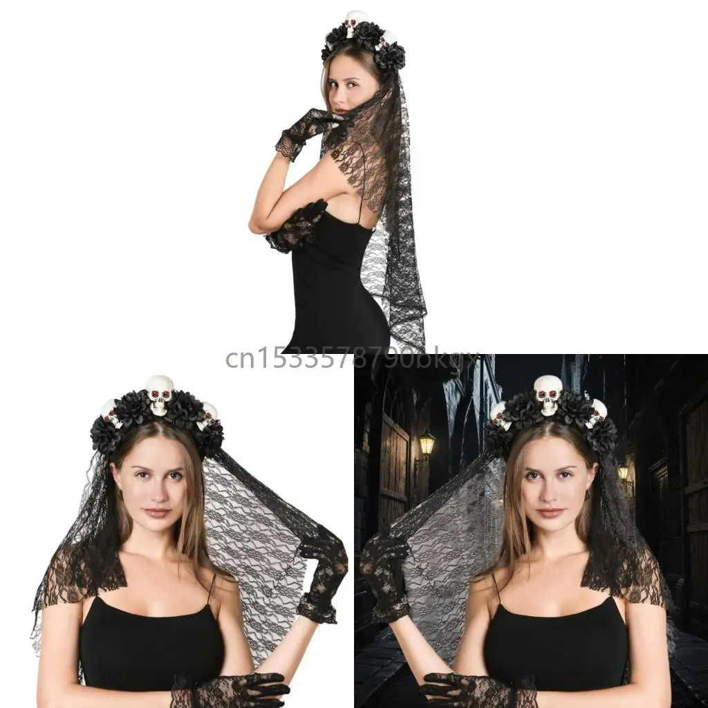 

Punk Skull Hair Ornament Comfortable Hairpiece For Concerts Night Outfits J78E
