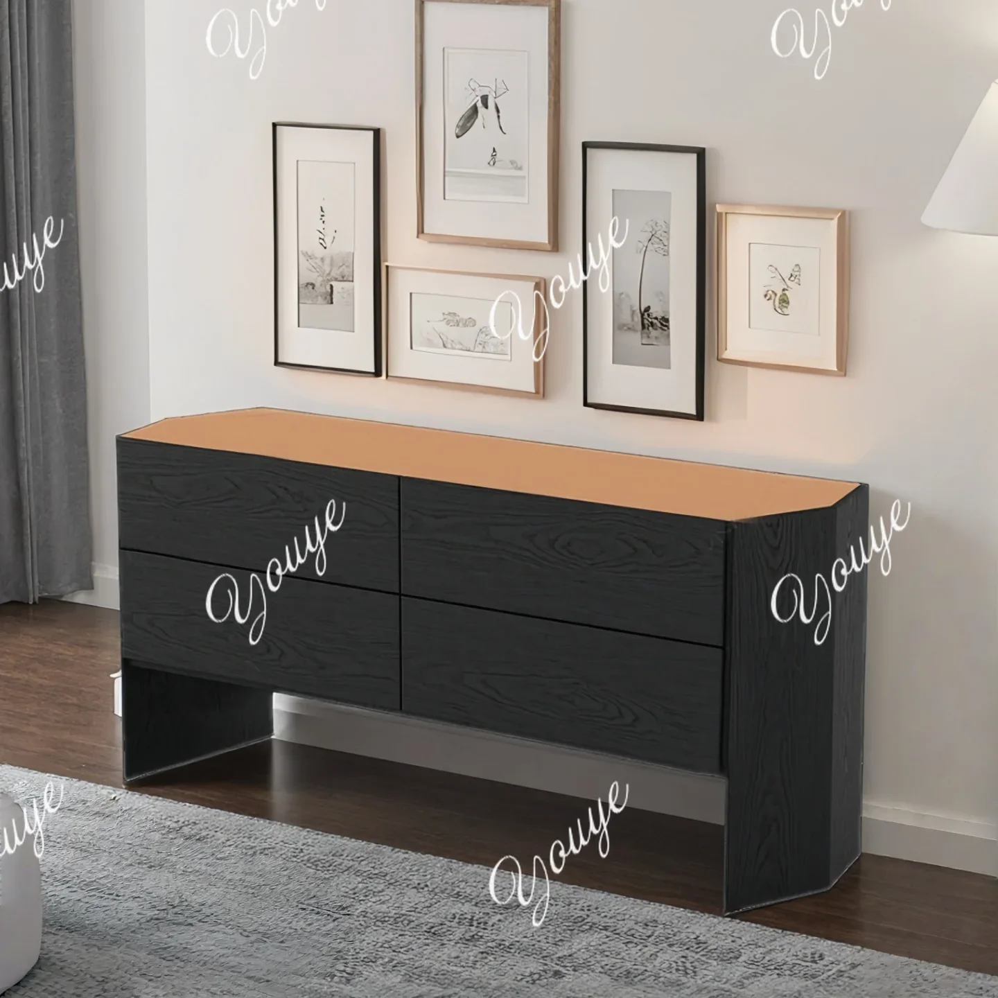 XM Italian Minimalist Porch Four-pump Locker Against The Wall, Dining Side Designer Side Cabinet, Drawer Cabinet