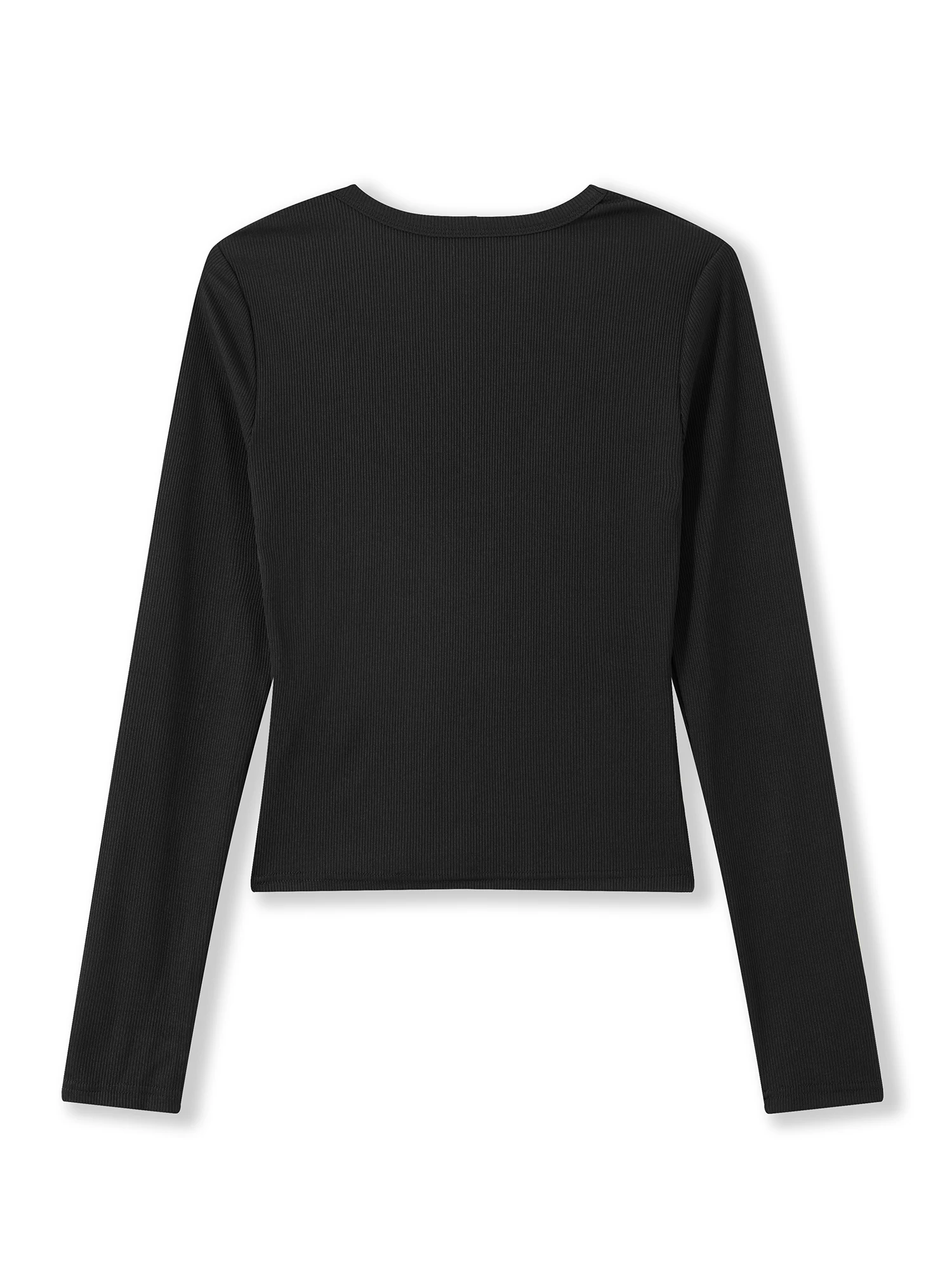 

Women s Casual Long Sleeve V Neck Crop Top Fit Solid Color Cut Out Shirt for Spring and Fall Streetwear Fashion
