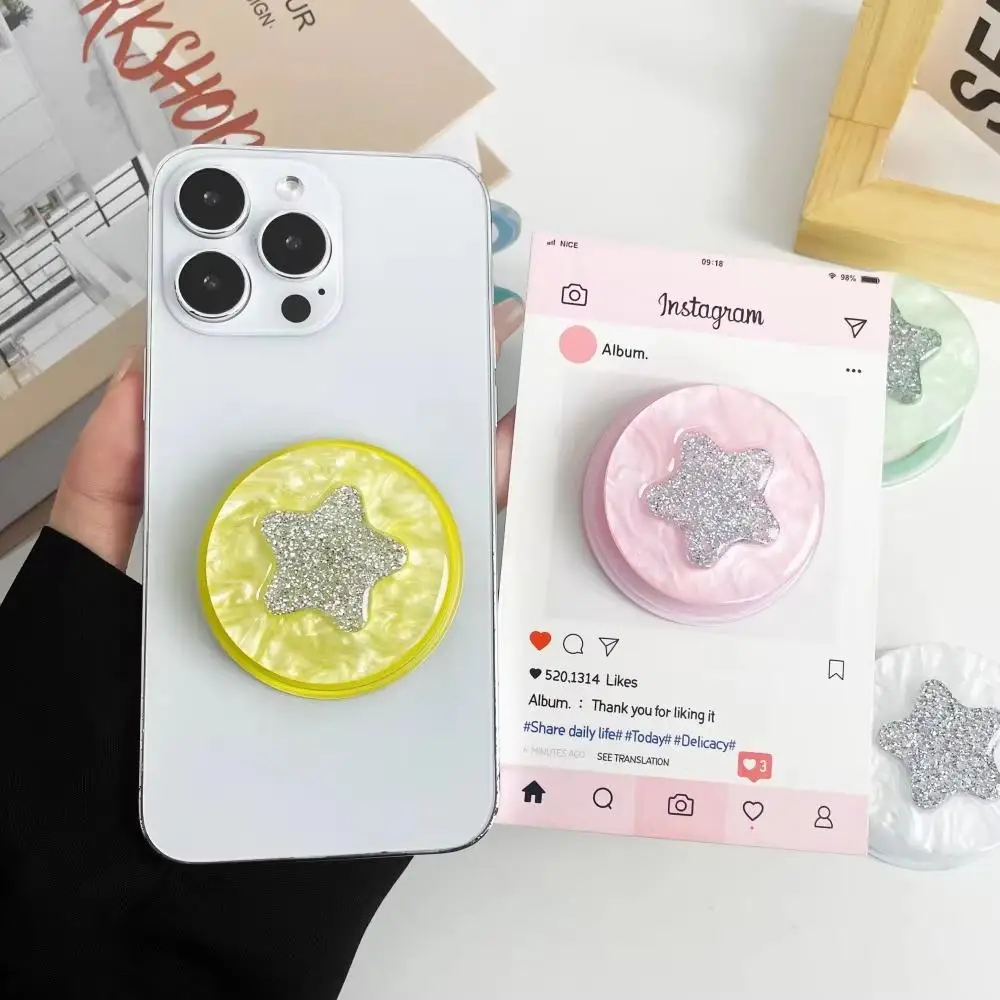 Korean Cute Magnetic Glitter Star-Shape Phone Holder Finger Ring Stand Support for Magsafe Girl Bracket For iPhone Samsung