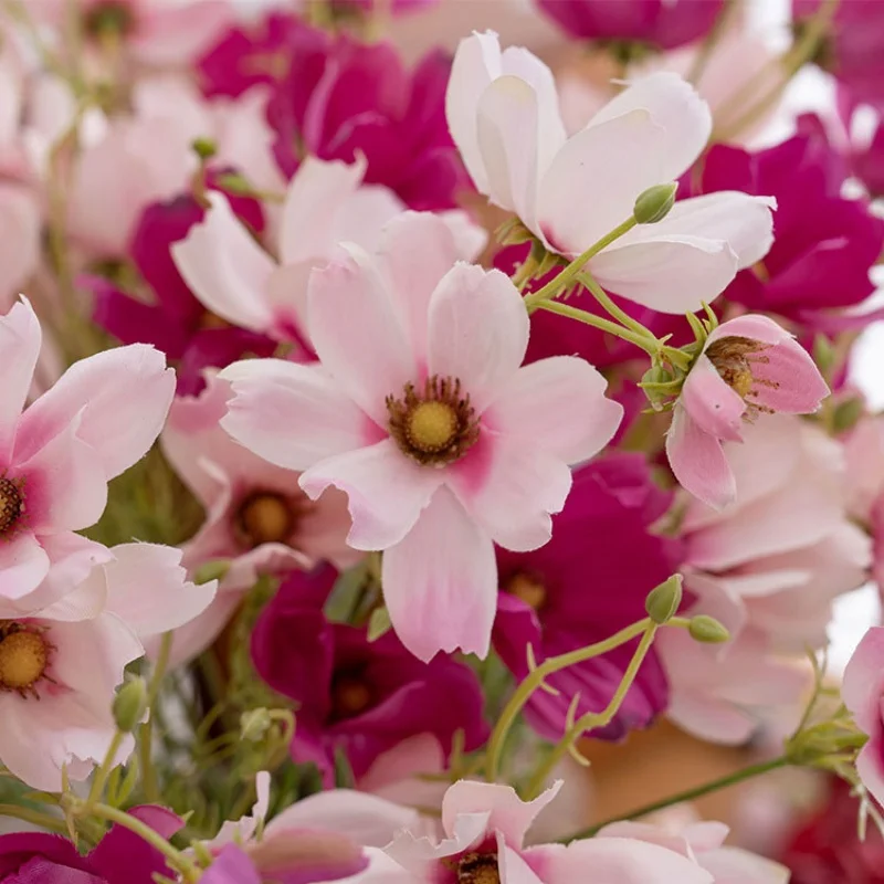 Elegant Silk Single Stem Cosmos Artificial Bouquet 6/9/12pcs for Home Wedding Engagement Christmas Party Desk Decorations