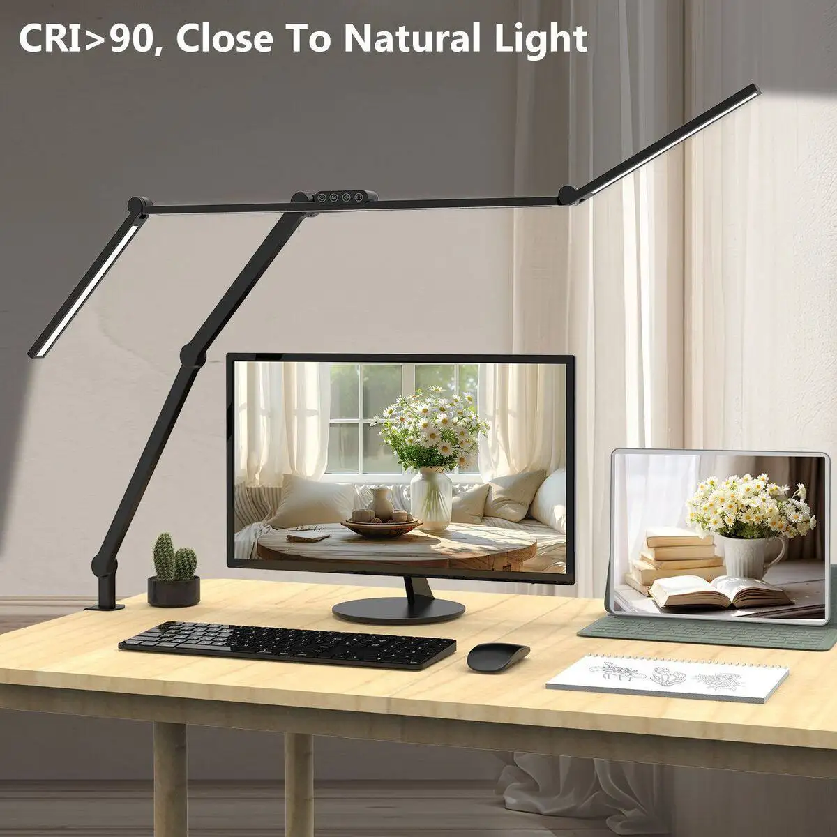 Multi-function LED clip-on long arm desk lamp/desk lamp is suitable for computer screen reading eye protection remote control