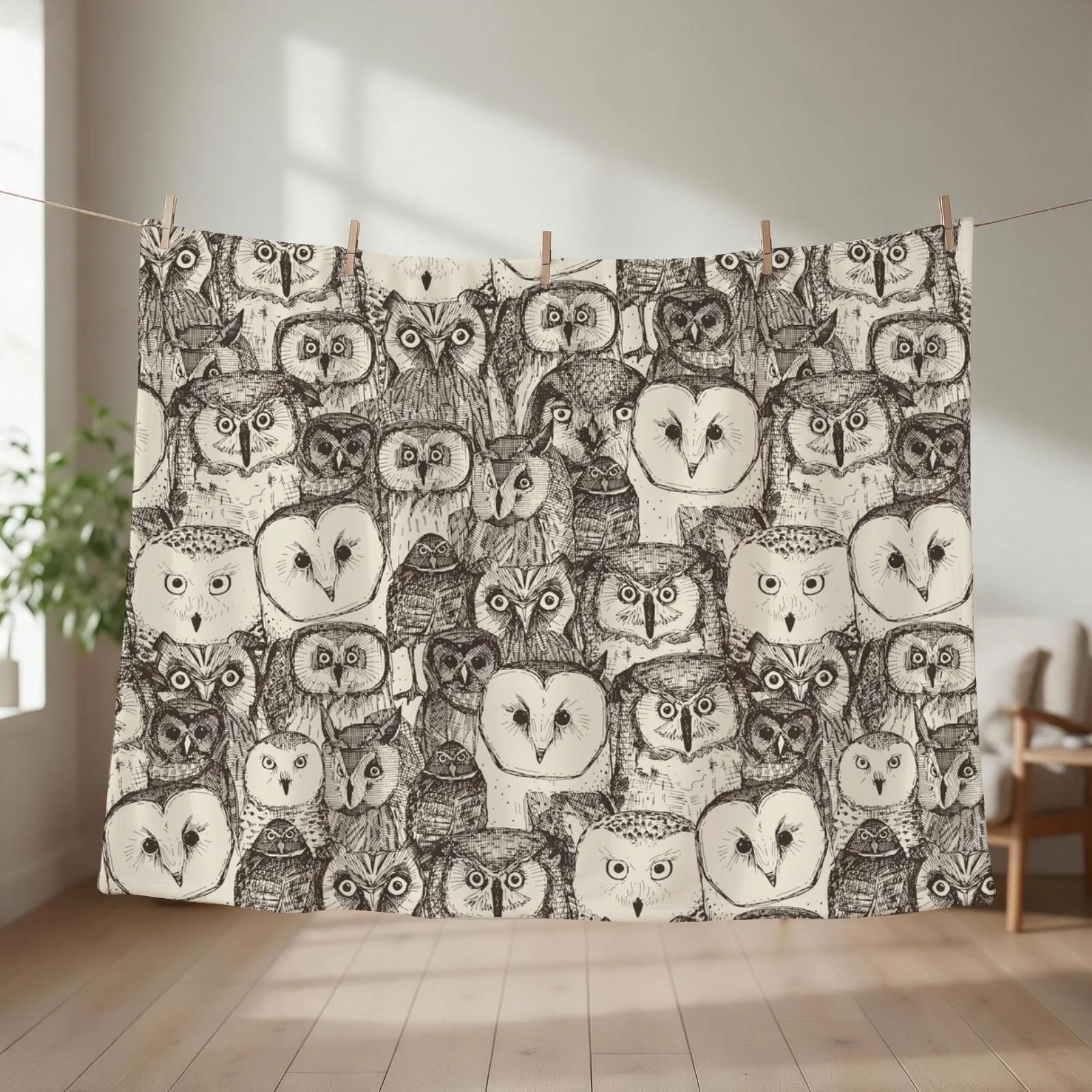 just owls natural Throw Blanket Travel Sofa Throw Thermals For Travel Plaid on the sofa Blankets