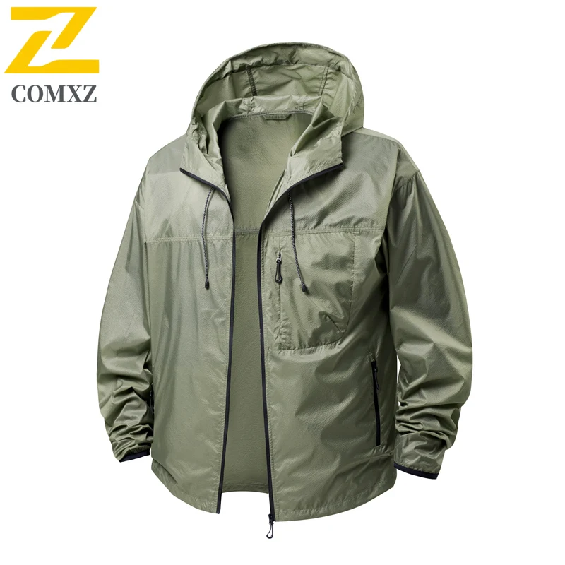 

Ice Silk Men Sun Protection Jacket Quick Drying Sweat Wicking Breathable UPF50+UV Resistant Hooded Jacket Cycling Camping Jacket