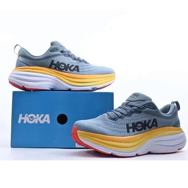 Спортивные беговые кроссовки Hoka OneOne Bondi 8 для улицы, дышащая Нескользящая амортизирующая дорожная обувь для бега, мужская и женская спортивная обувь