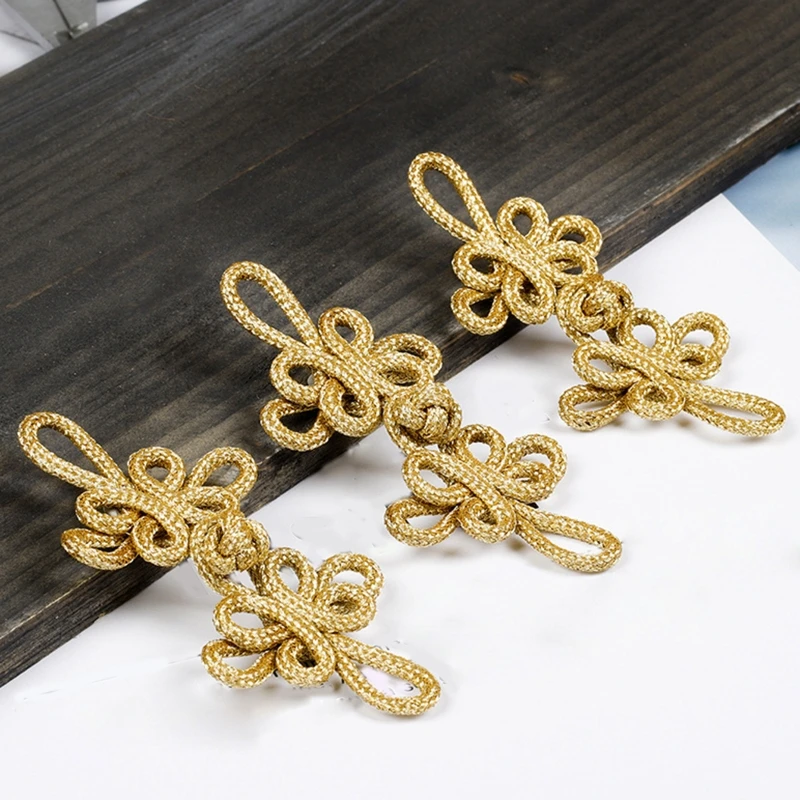 Gold Wire Chinese Cheongsam Button Dragonfly Knot Fastener Closures DropShipping