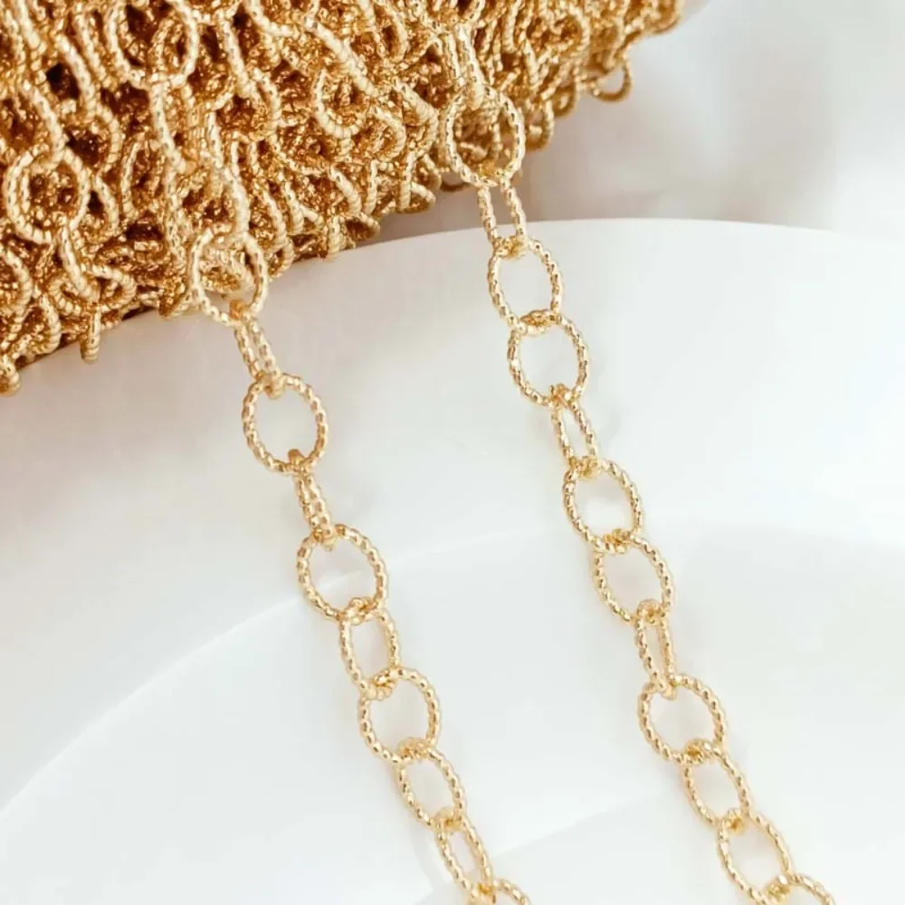 

Позолоченная медь, 14-каратное золото, витая большая круглая цепочка O, легко открывающаяся цепочка ручной работы, браслет из материала 1,0 мм, ожерелье