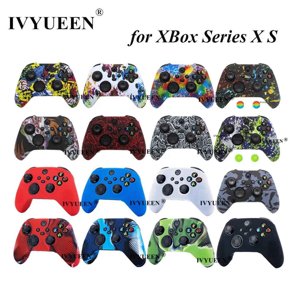 IVYUEEN Silicone Case for Xbox Series X S Controller Protective Skin Gamepad Rubber Skin Thumb Grips Cap Joystick Cover Shell