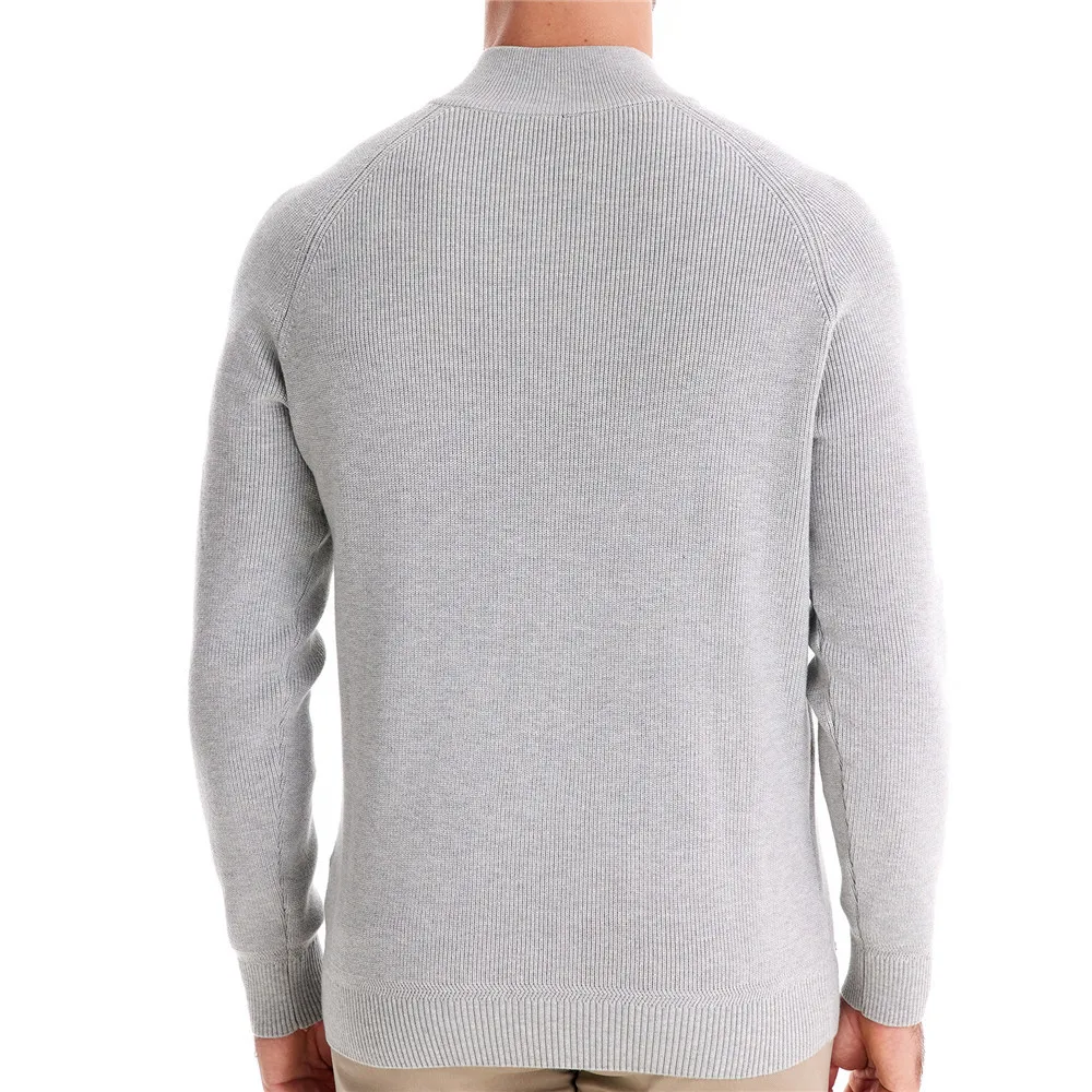 2025 Men's Half-Zip Stand Collar Knit Sweater Autumn Winter Casual Long Sleeve Solid Euro Fit Streetwear
