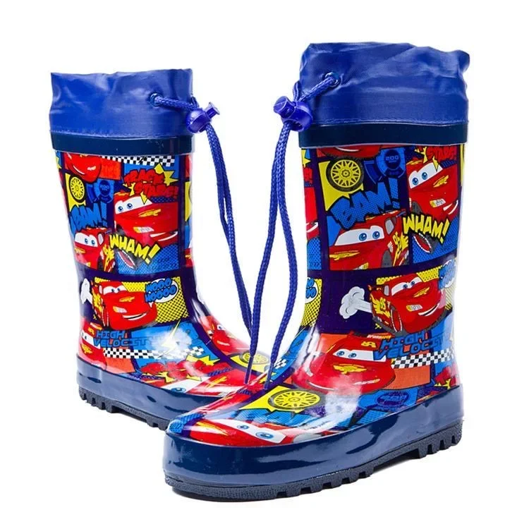 Botas de coches de dibujos animados de Disney para niños, Botas de lluvia para estudiantes, zapatos de moda para niños, zapatos cortos antideslizantes