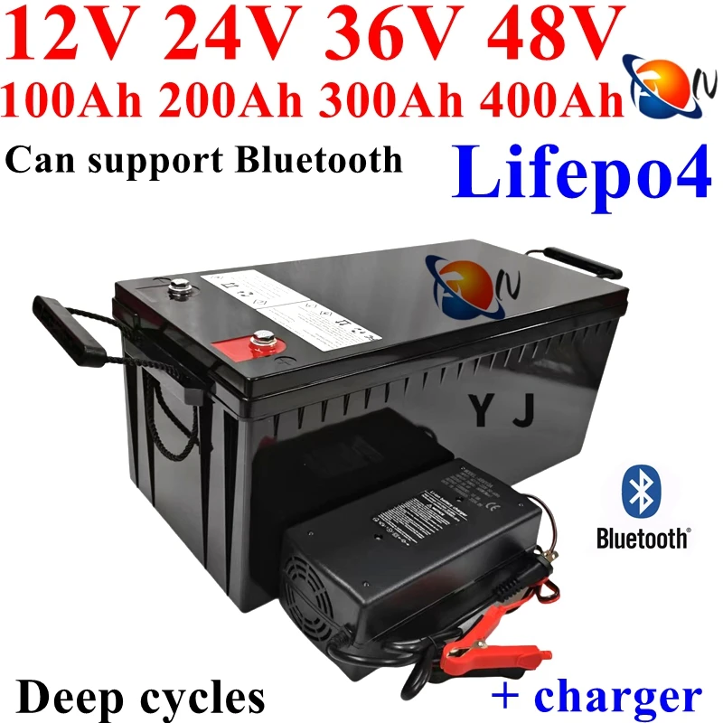 12V 200AH 300AH 400Ah 24V 150Ah 200Ah 36V 48V 100Ah Lifepo4 lithium battery eu deep cycle for car audio solar system boat