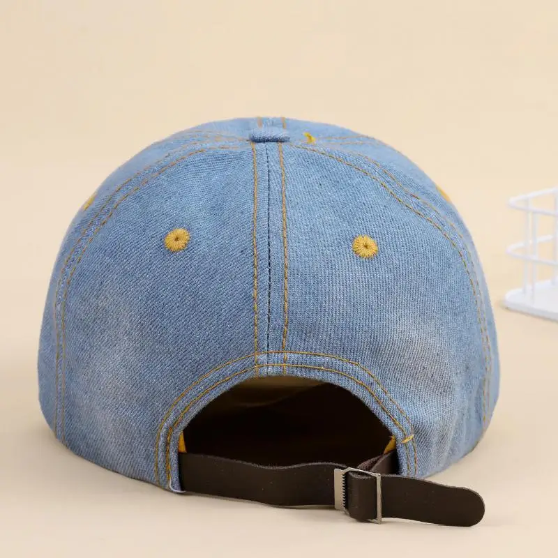 Baseball Cap Women Retro Street Crown Beads Denim Sunshade Baseball Hat Female Outdoor Casual Summer Hats For Women Sun Visor