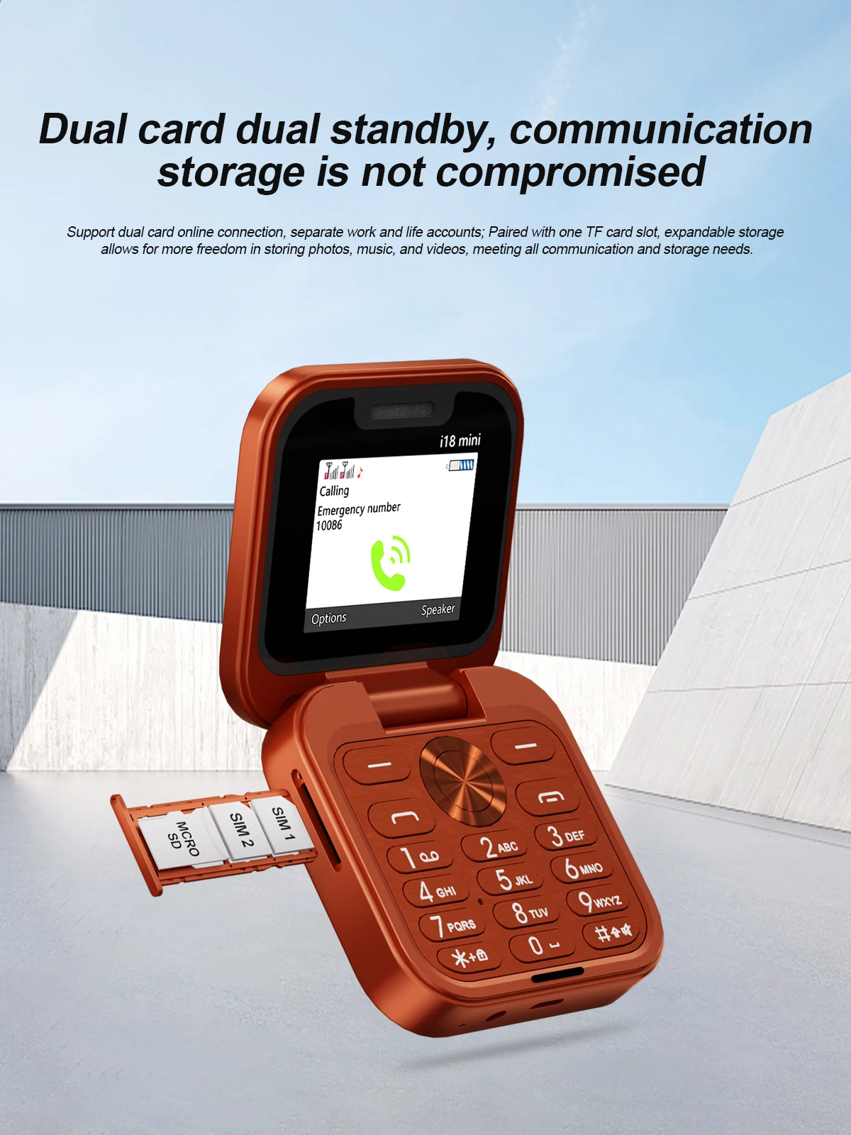 SERVO I18 mini 2G GSM/4G LTE Network Flip Mobile Phone 1.77-inch Screen Dual SIM FM Radio Flashlight Blacklist Mobile Phones