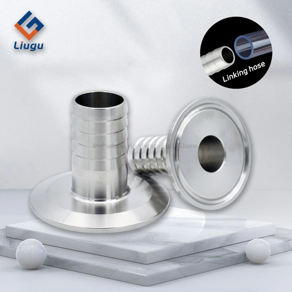 

SS304/316 Stainless Steel Sanitary Tri Clamp Hose Barb Adapter, 6-51mm (0.5"-2") Quick-Fit Pagoda Hose Connector Ferrule Fitting
