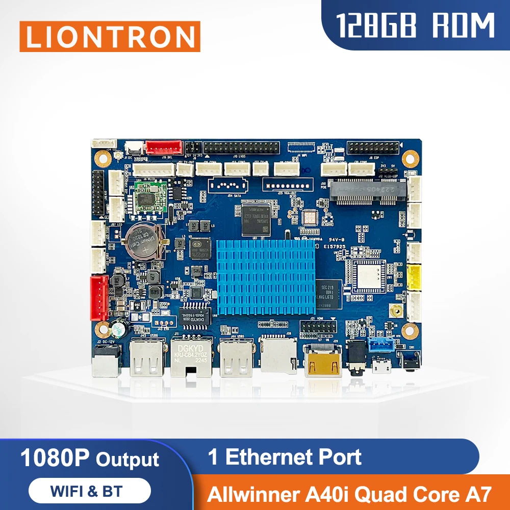 

Промышленная плата Liontron K0 на базе Allwinner A40i, четырехъядерный процессор, 2 ГБ ОЗУ, 128 ГБ eMMC, I/O, LVDS, eDP, HDMI, Wi-Fi, Bluetooth, Android, Linux