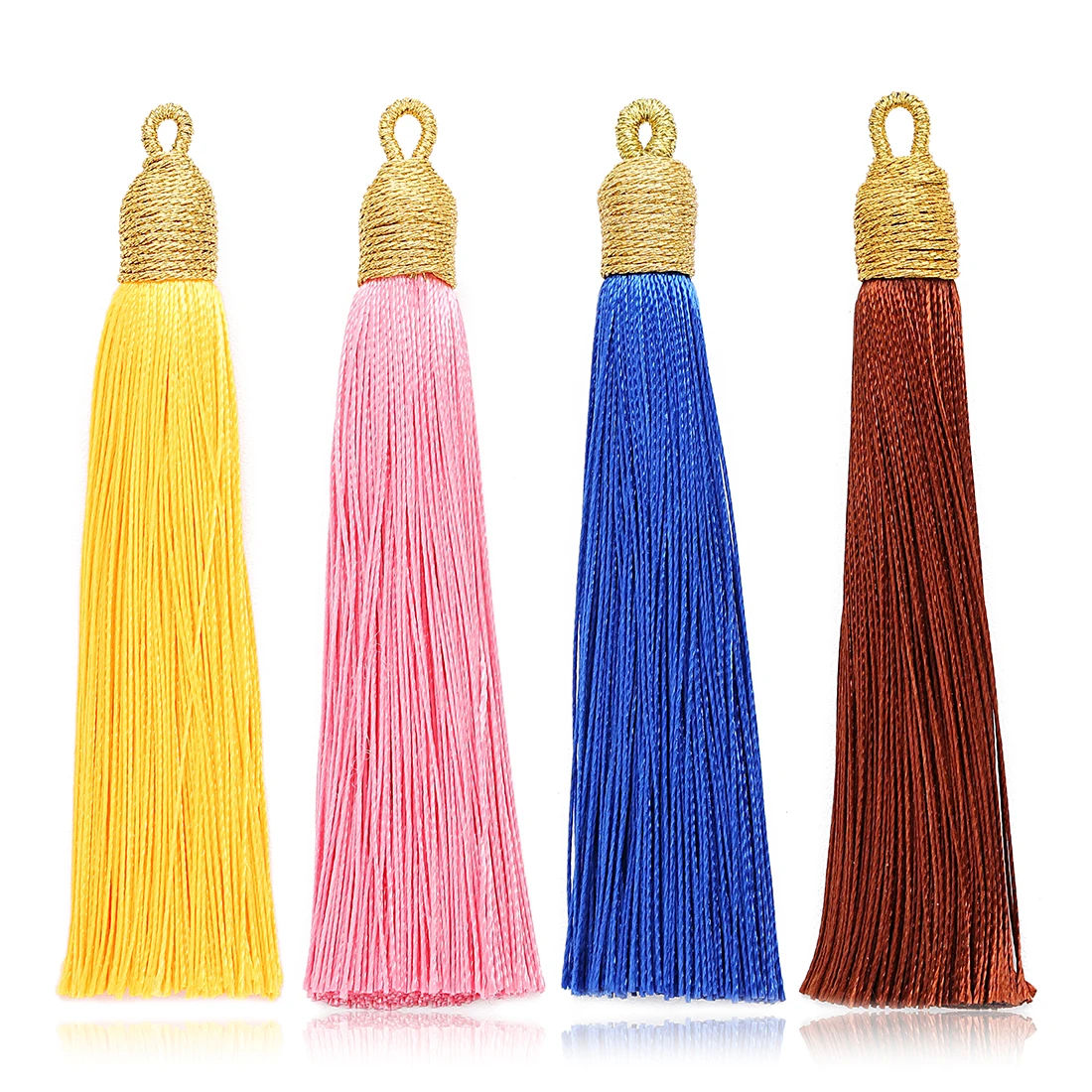 

6Pcs 85mm Silk Tassel Fringe DIY Key Chain Hooks Clothing Pendant Making Bookmark Curtain Crafts Decorate Materials