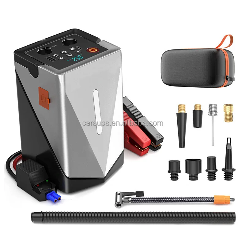 12000mAh All in One Car Battery Jump Starter USB Charger Car Emergance tool Car Tire Air Pump Infate Defate Machine 4 in 1