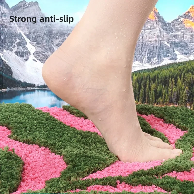 Colorful Tufted Bath Mat - Plush Microfiber, Fast Drying & High Absorbency, Non-Slip TPR Backing, Thick Bathroom Rug for Home